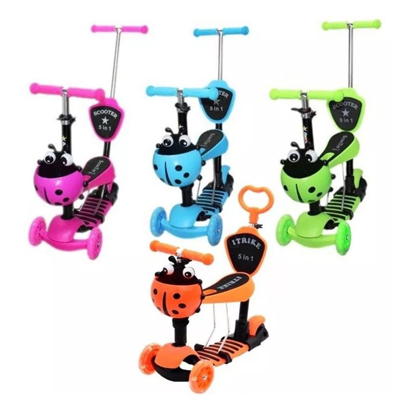 GENERICO - Scooter Patineta Mariquita Silla Removible Guía 5 en 1 Rosa…