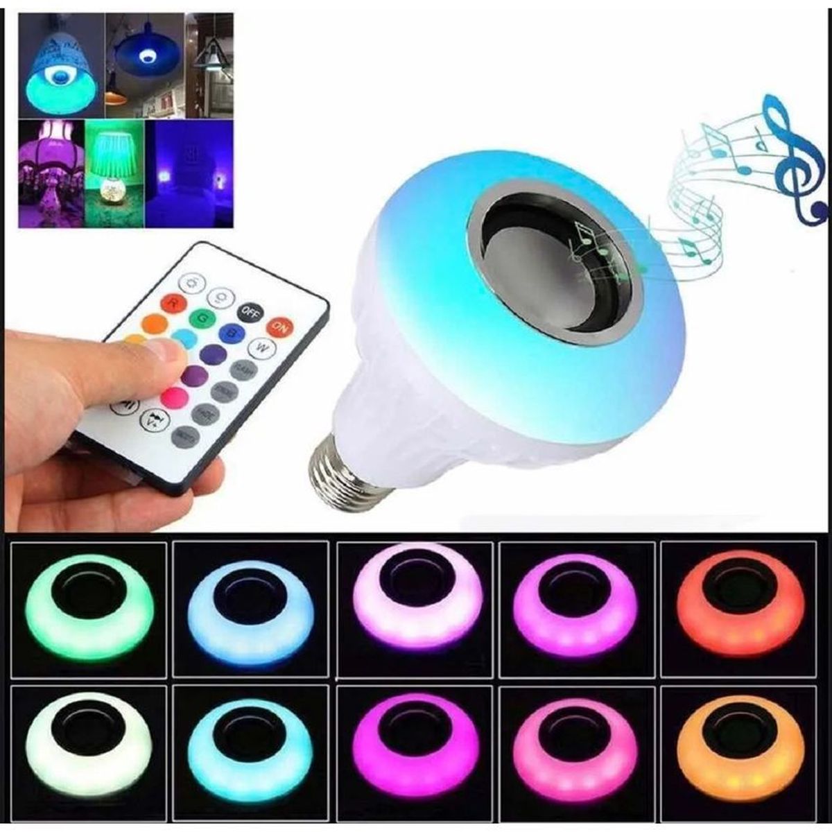 GENERICO - Bombillo parlante con bluetooth multicolores rgb luz led musica