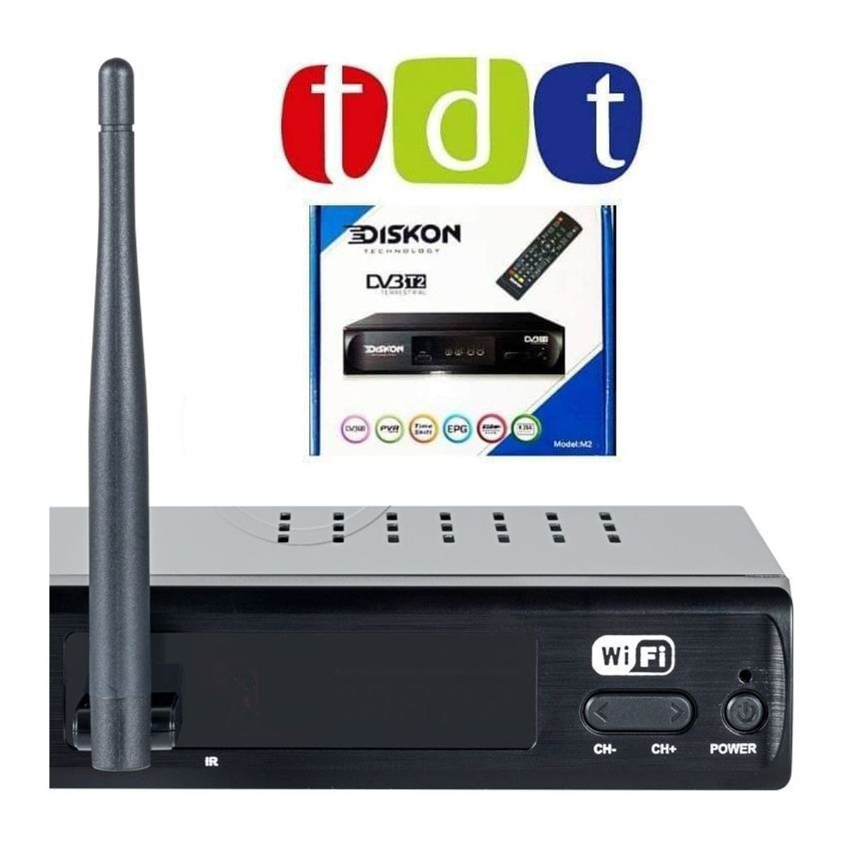 GENERICO - Decodificador tdt wifi receptor tv digital t2 antena diskon