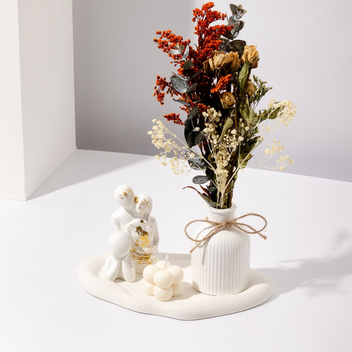 DECORACIONES ALE Y GABI - Centro Decorativo Kamelia jarron base velas y adornos