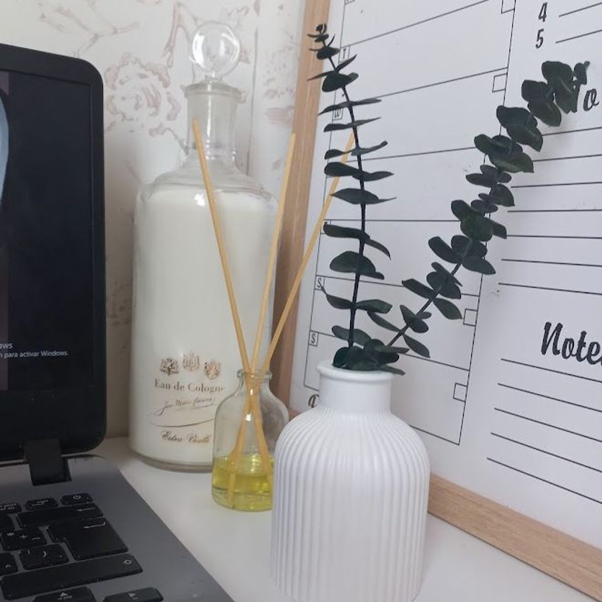 DECORACIONES ALE Y GABI - Florero Jarrón Decorativo Minimalista 8x10cms y Eucalipto con Aroma