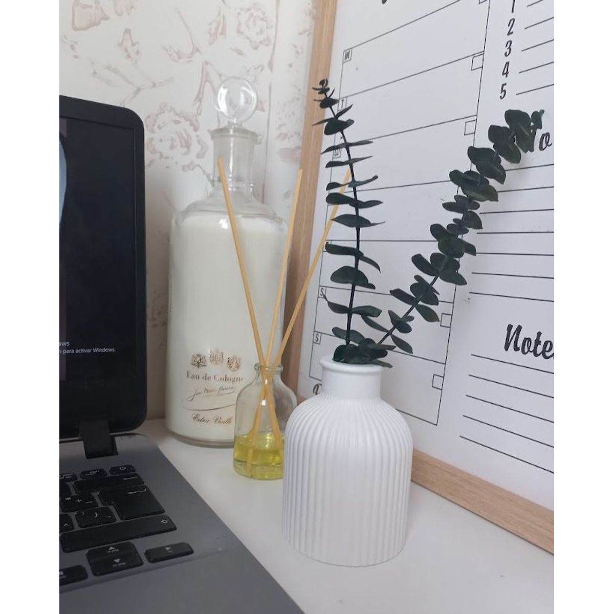 DECORACIONES ALE Y GABI - Florero Jarrón Decorativo Minimalista 8x10cms y Eucalipto con Aroma