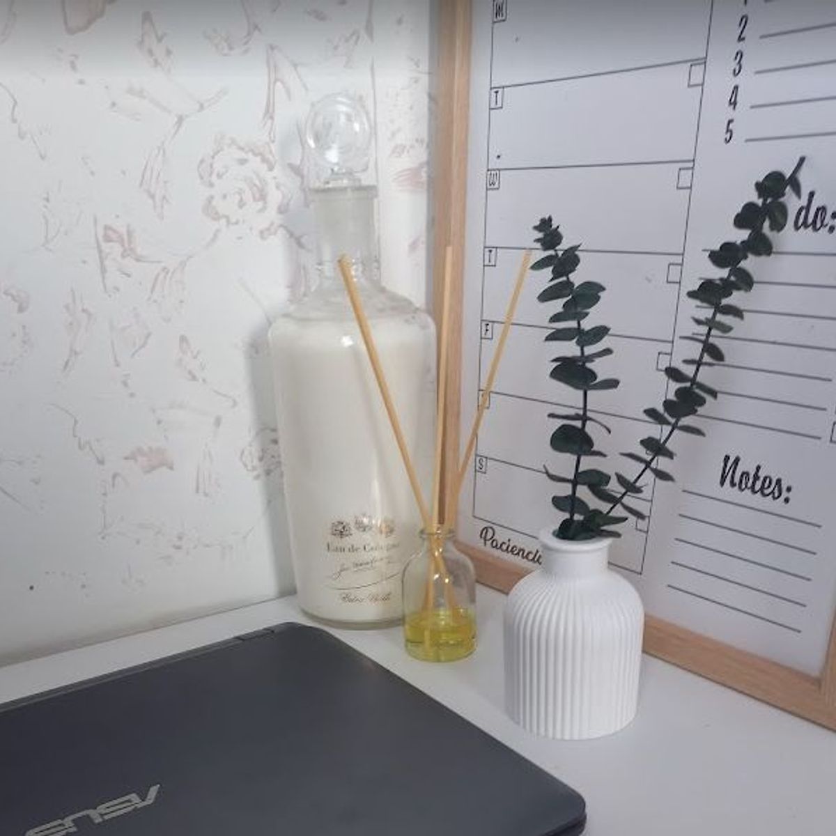 DECORACIONES ALE Y GABI - Florero Jarrón Decorativo Minimalista 8x10cms y Eucalipto con Aroma