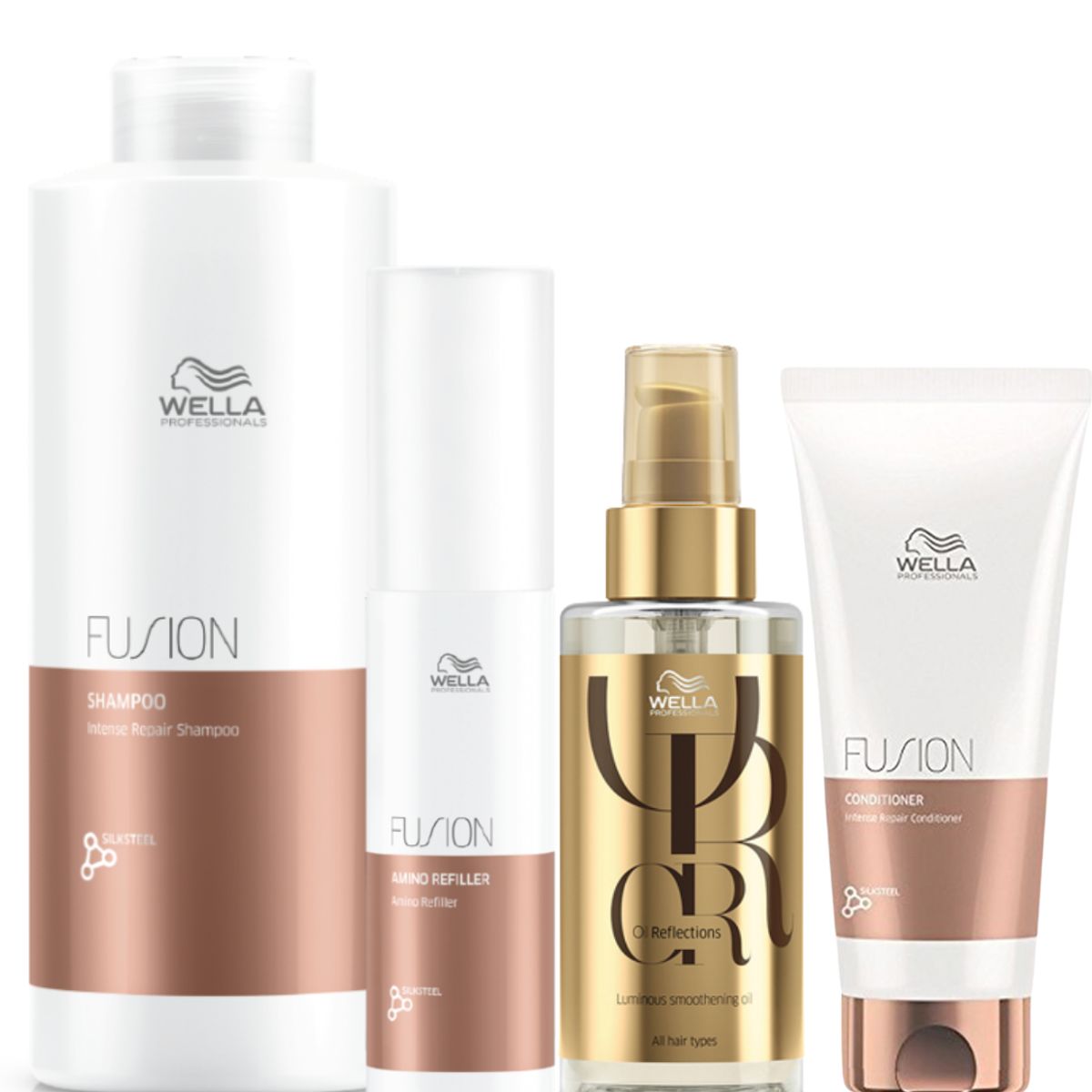 WELLA - Kit Wella Fusion Shampo Litro  Acondicioandor  Oleo  Amino Refiller