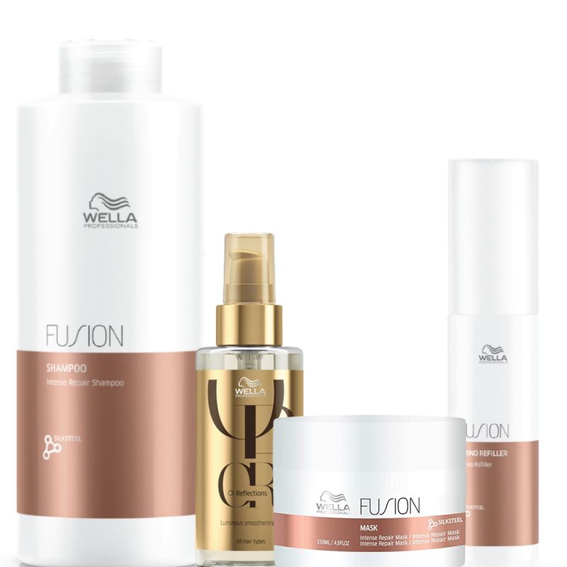 WELLA - Kit Wella Fusion Shampoo Litro  oleo  Mascarilla  Amino Refiller