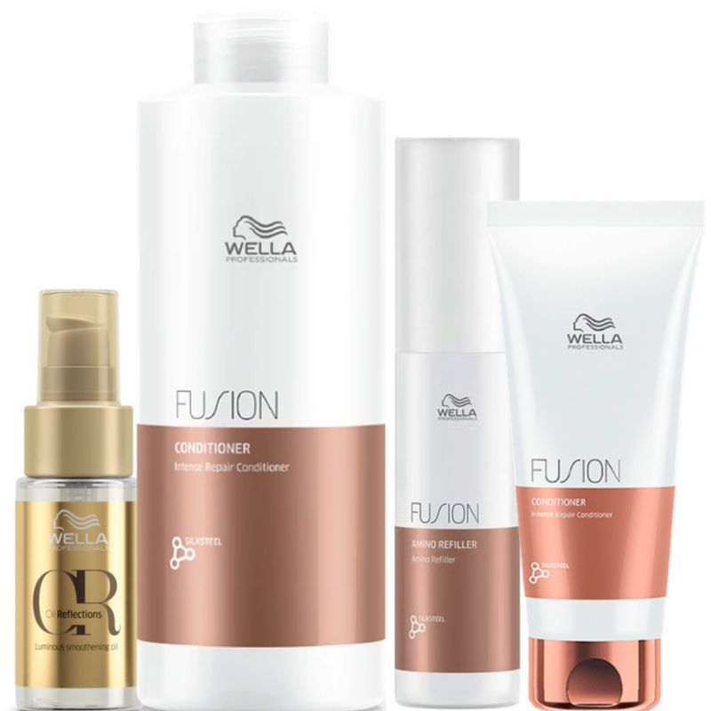 WELLA - Kit Wella Fusion Acondicionador Litro + oleo + Amino Refiller +  Acondicioandor