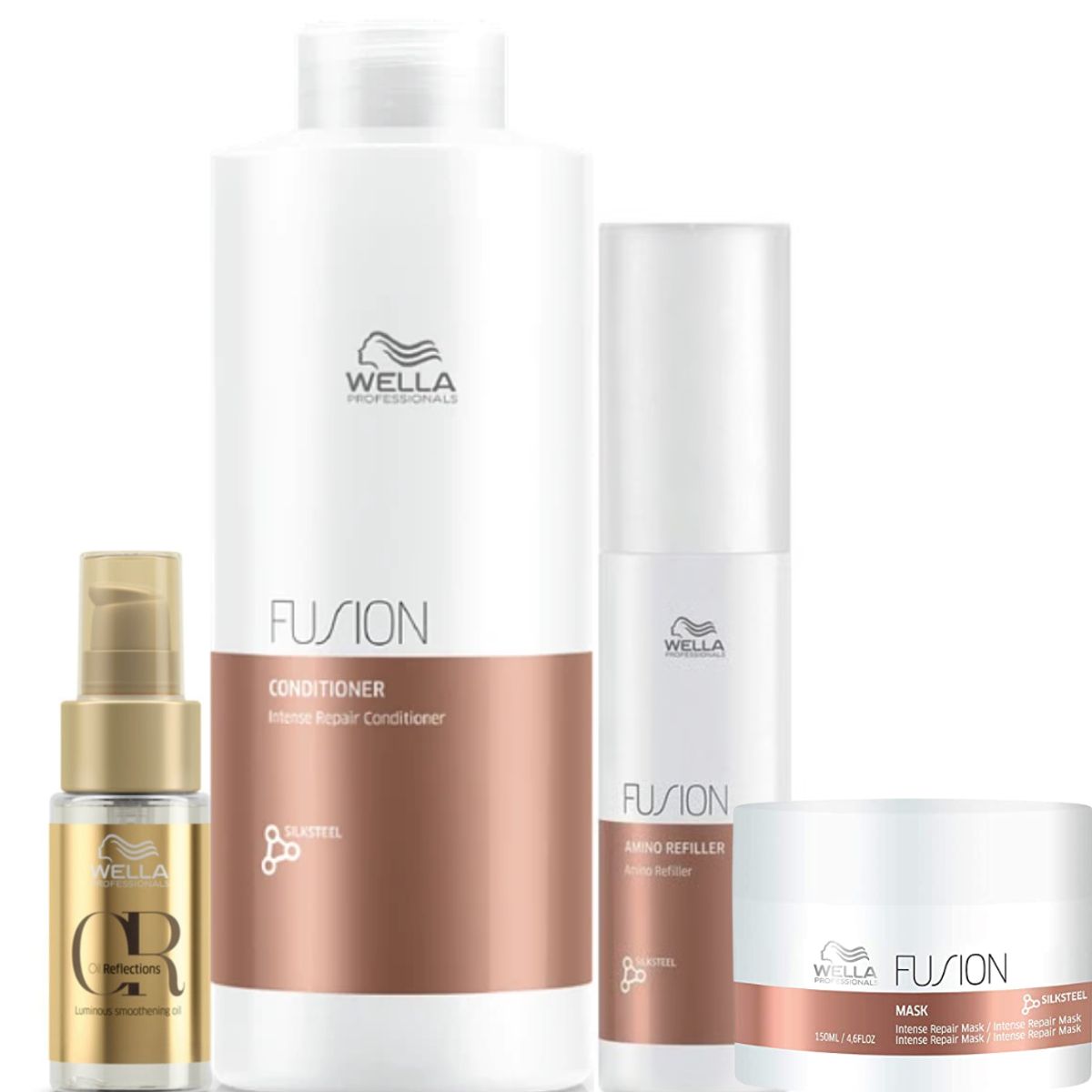 WELLA - Kit Wella Fusion Acondicionador Litro + Mascarilla + Oleo + Amino Refiller