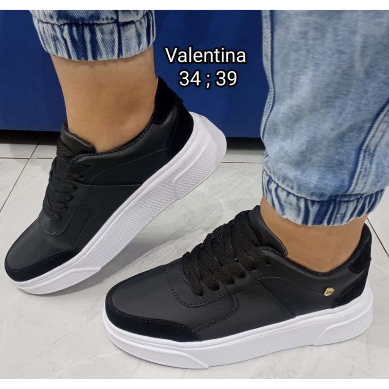GENERICO - TENIS PARA MUJER NEGRO SUELA BLANCA.