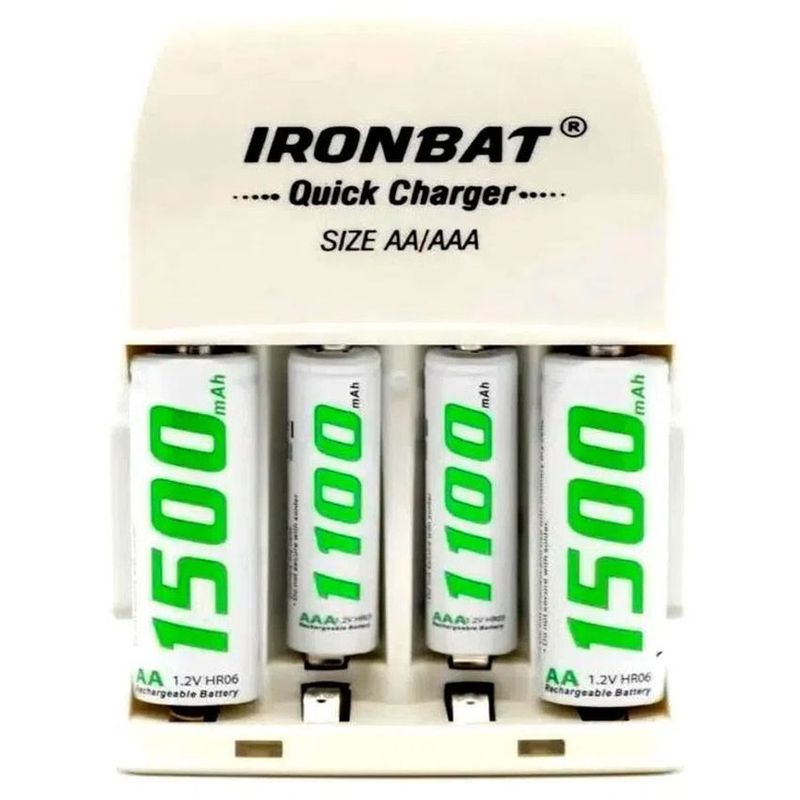 GENERICO - Cargador de pilas doble ironbat aaa aa + 4 bateria