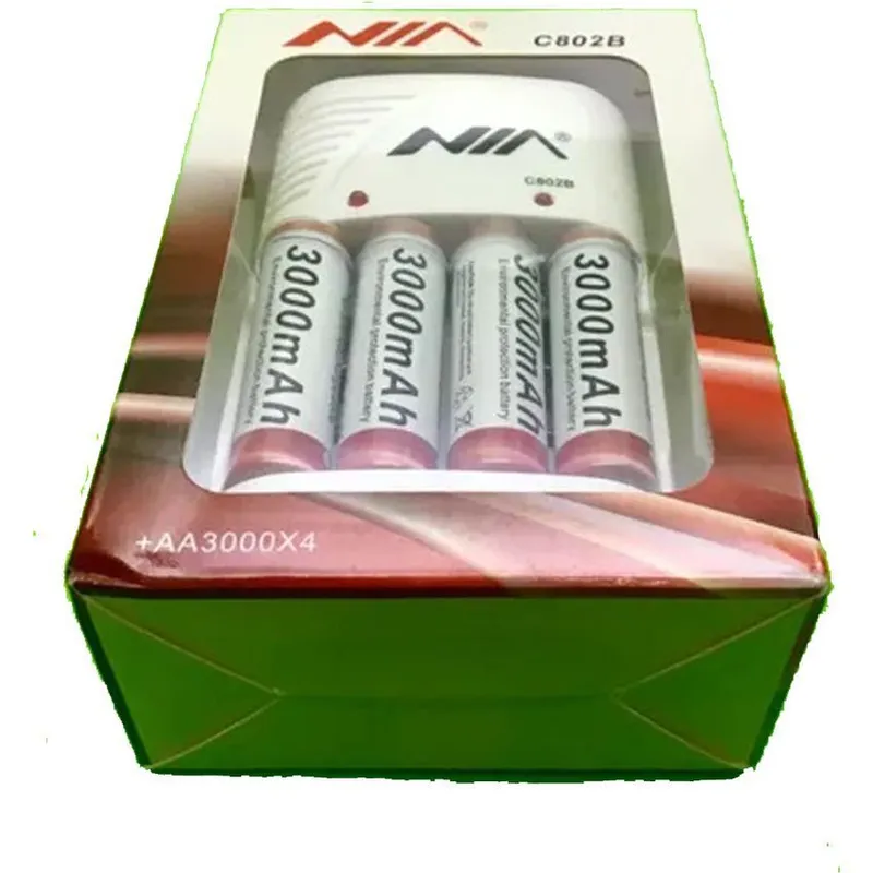 NIA - Baterías nia aa 3000 mah x4 pack + cargador full