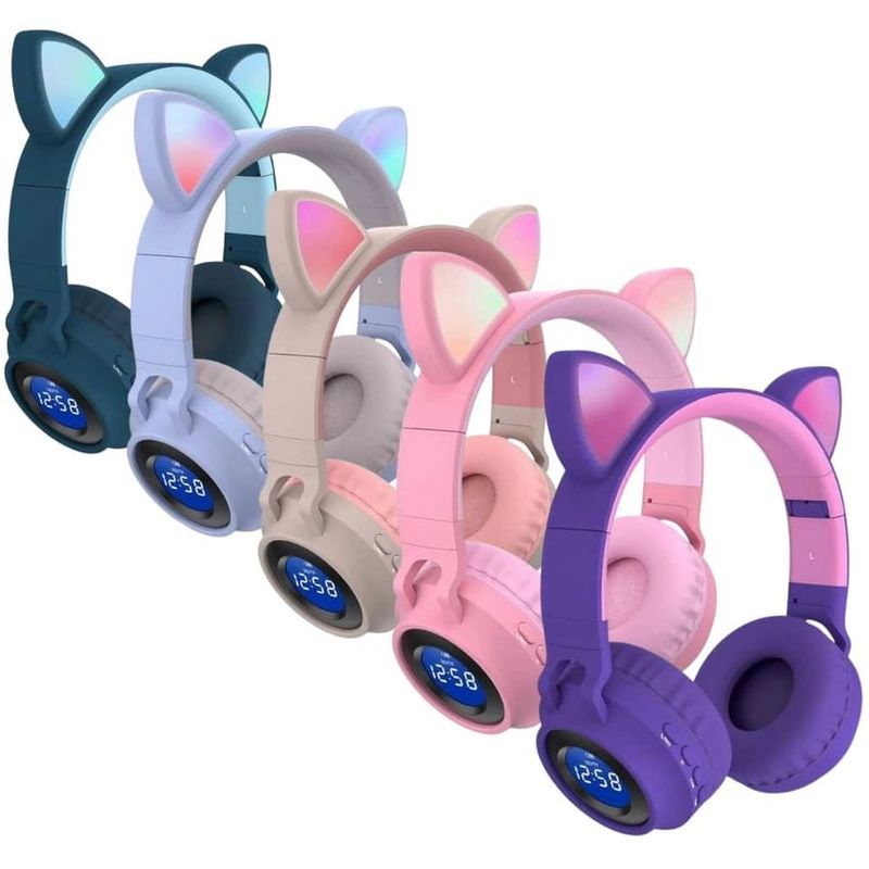 GENERICO - Audífonos Inalámbricos Gato LCD LED Bluetooth Cat Ear Verde