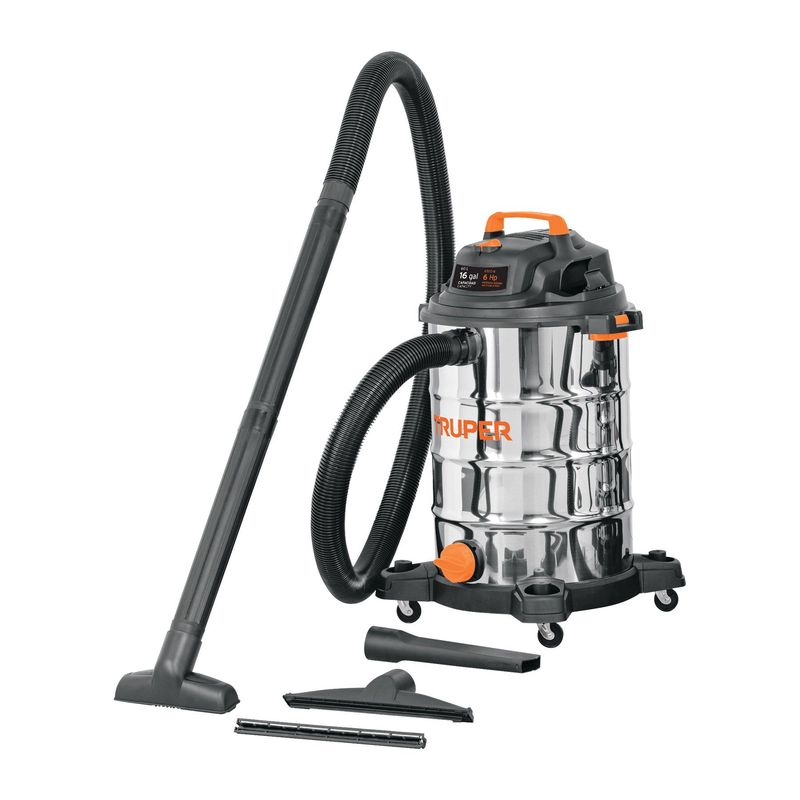 TRUPER - Aspiradora de 16gal en acero inoxidable sólidos-líquidos Truper
