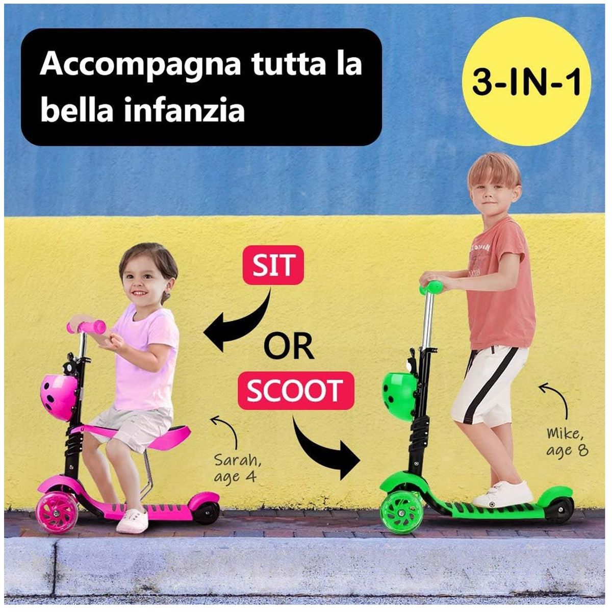 ONE PIXEL - Patineta Mariquita Para Niñas 5-en-1 Luces LED