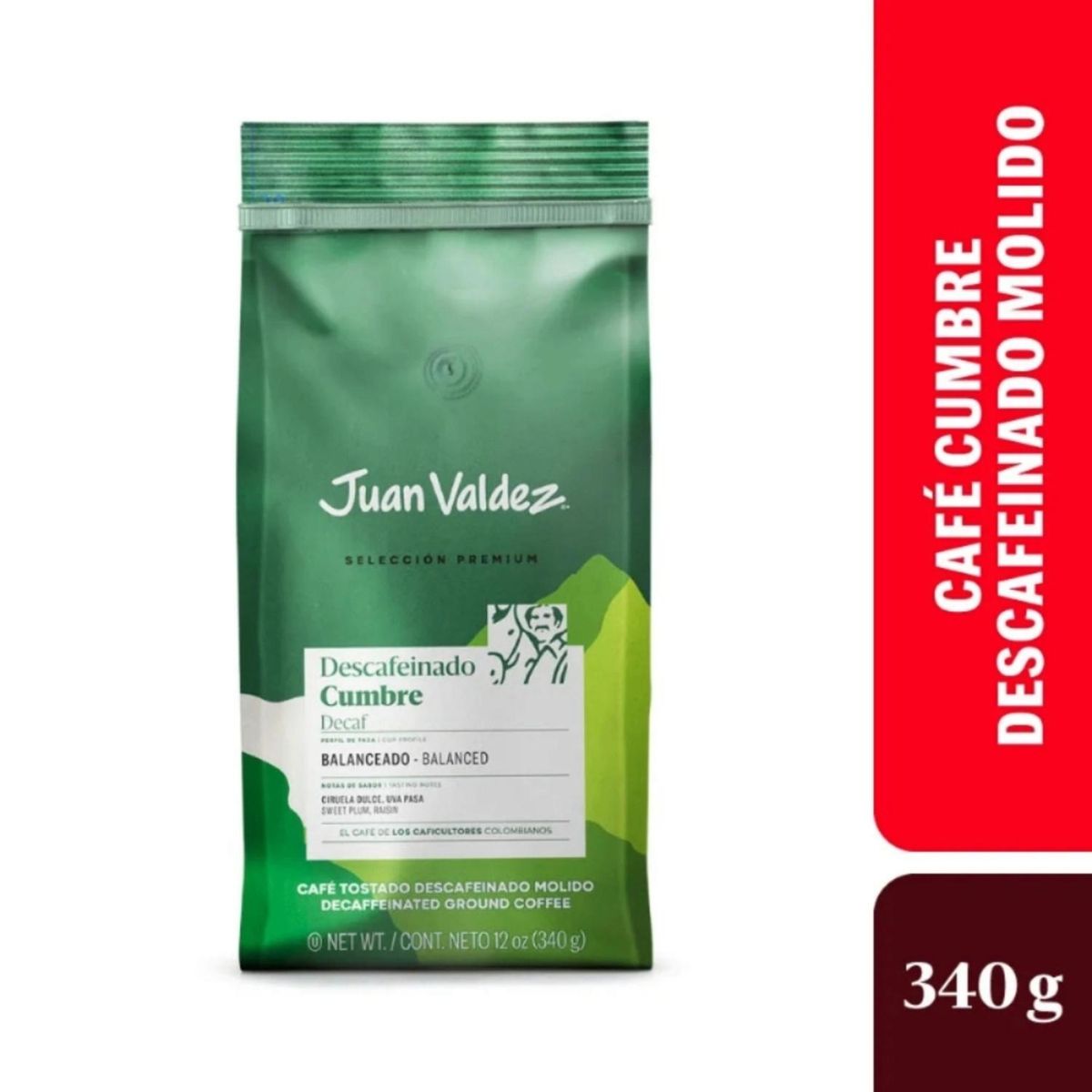 JUAN VALDEZ - Café Juan Valdez Cumbre Descafeinado Molido 340gr