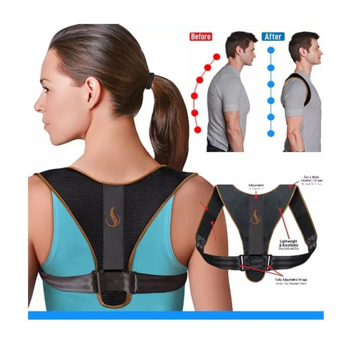 SKY - Corrector de postura magnética hombres mujeres y niños