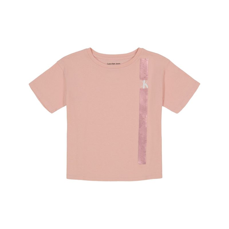 CALVIN KLEIN - Camiseta Con Cuello Redondo Niña Rosado Calvin Klein
