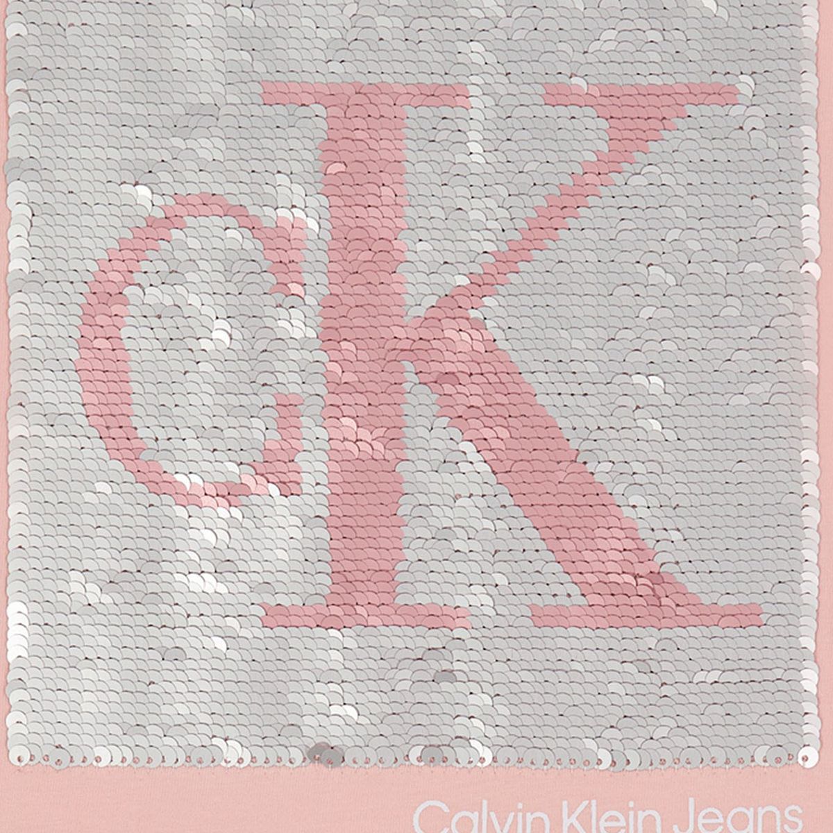 CALVIN KLEIN - Camiseta Con Logotipo De Lentejuelas Niña Rosado Calvin Klein