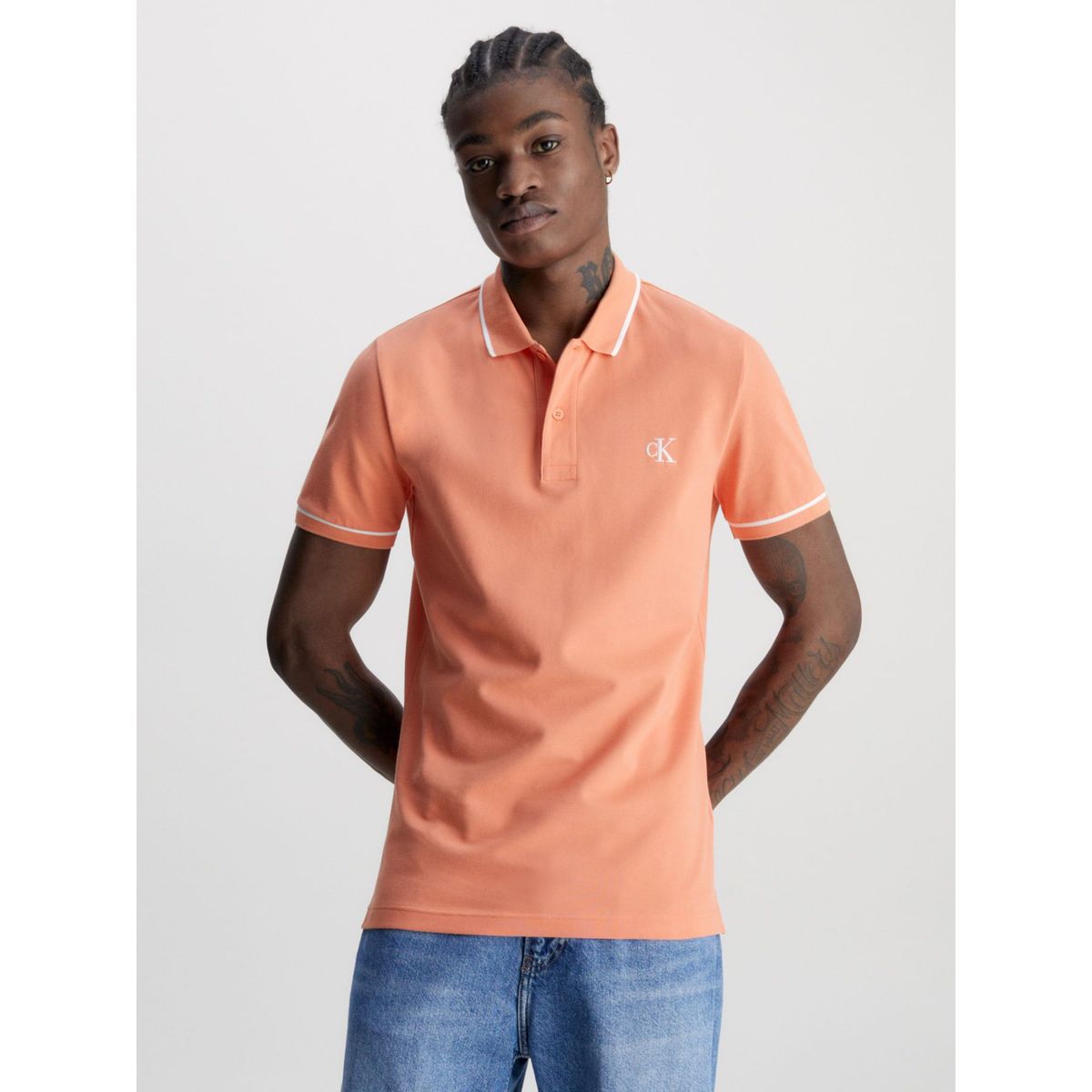 CALVIN KLEIN - Polo Slim De Algodón Orgánico Hombre Naranja Calvin Klein