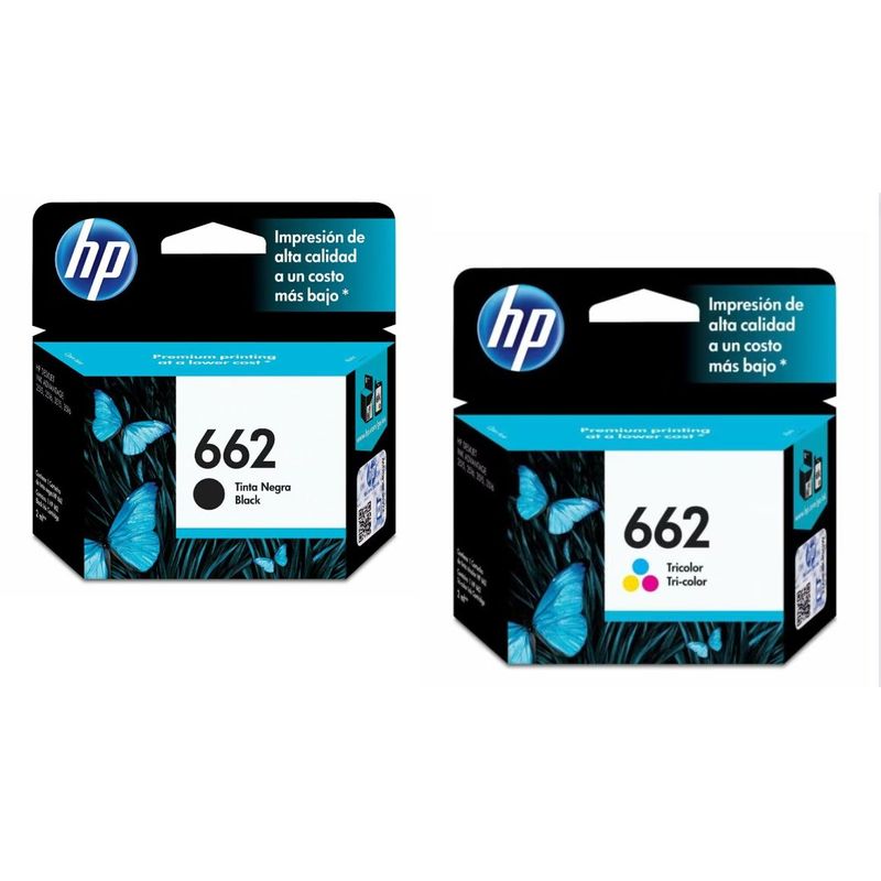 HP - Combo Cartuchos 662 Negro + Tricolor Original Hp