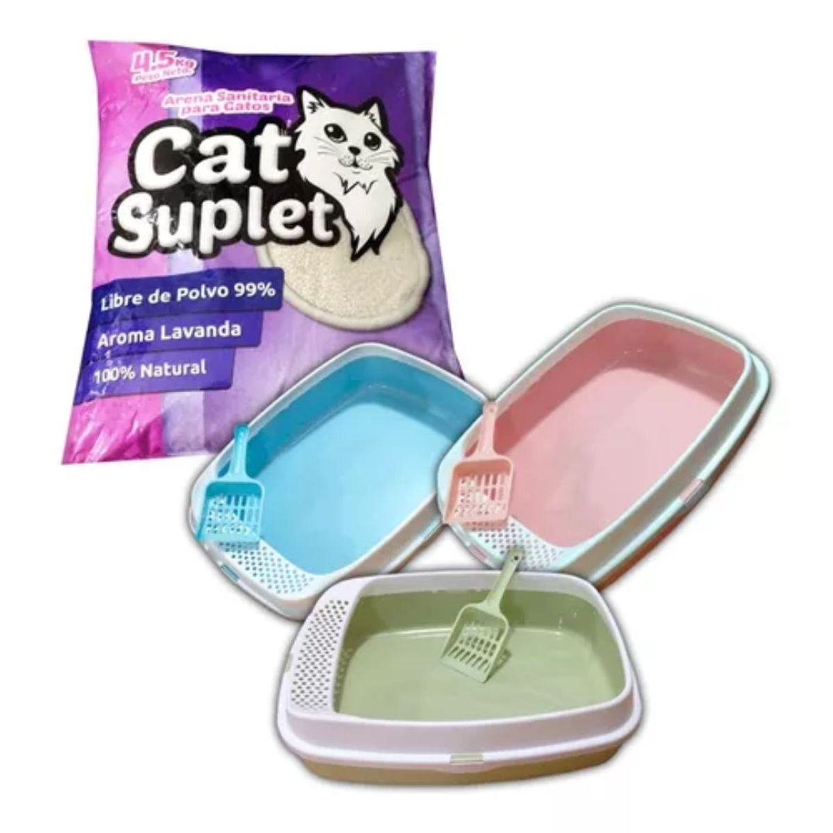 AFM - Kit Arenera Sencilla Con Pala + Arena Cat Suplet 4.5 Kg.