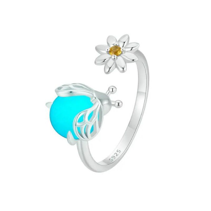 ALHAJAS - Anillo Ajustable Para Mujer Luciérnaga Brilla Oscuridad En Plata 925