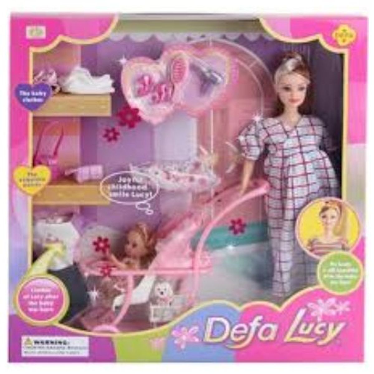 GENERICO - Muñeca con coche bebé y accesorios.