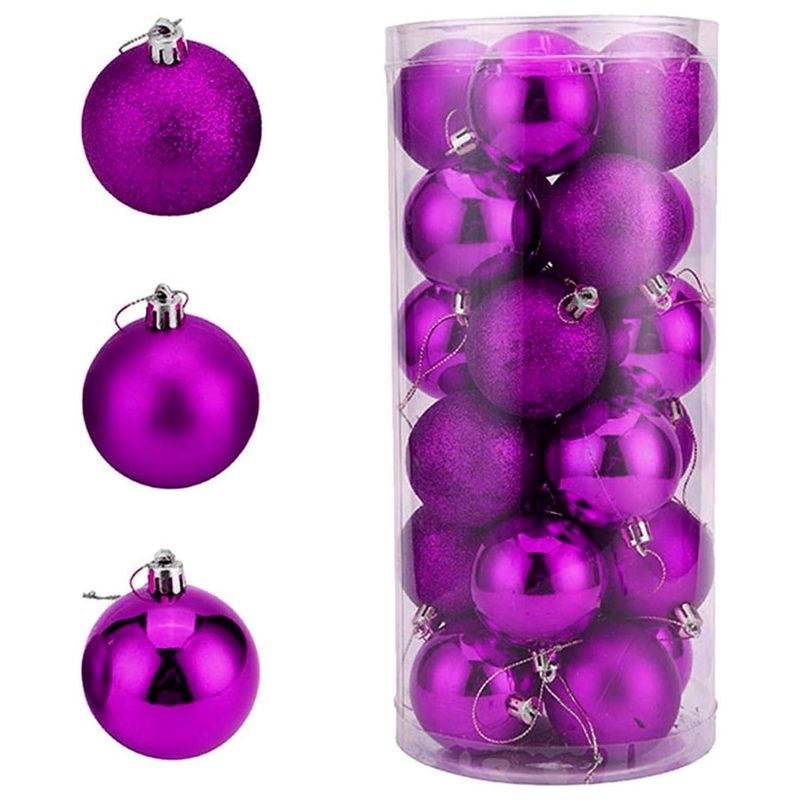 GENERICO - Juego De 24 Bolas 4cm Navidad Para Árbol Navidad Colores Morado