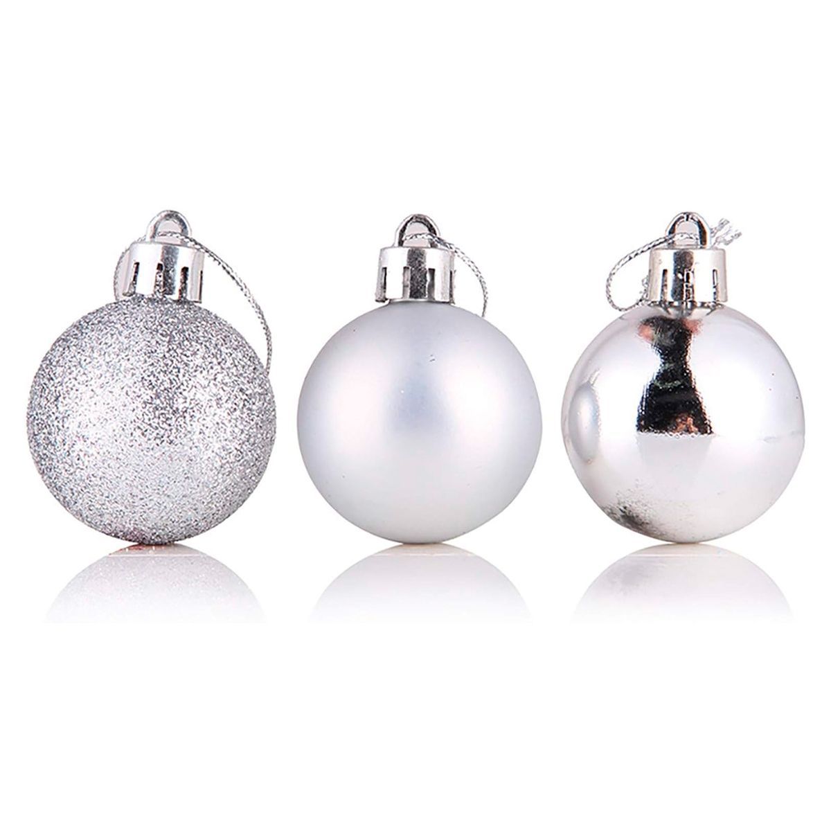GENERICO - Juego De 24 Bolas 4cm Navidad Para Árbol Navidad Colores Plateado