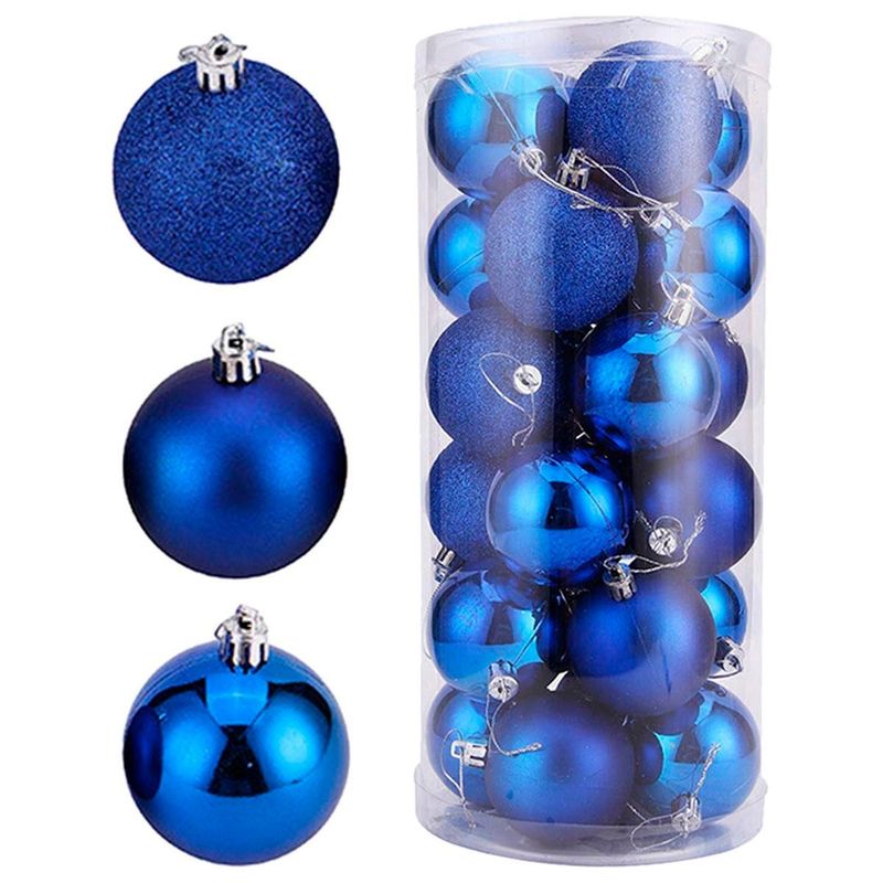 GENERICO - Juego De 24 Bolas 4cm Navidad Para Árbol Navidad Colores Azul