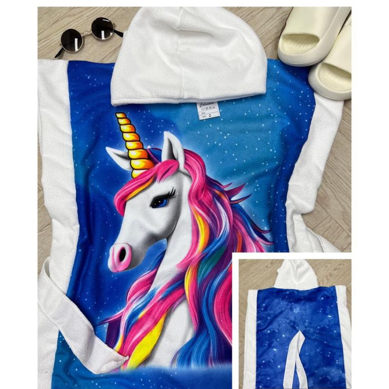 MANTARRAYA BEACHWEAR - Toalla de Playa Infantil Unicornio Niñas - Multicolor - 3 - Multicolor - Talla única