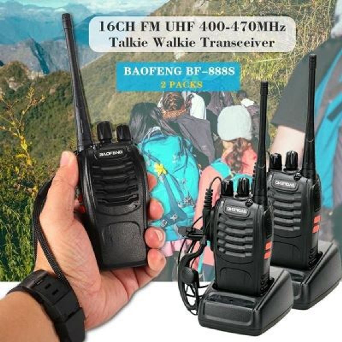 BAOFENG - Par radios de comunicación Baofeng 888 16 canales mas audíf bat2800mah