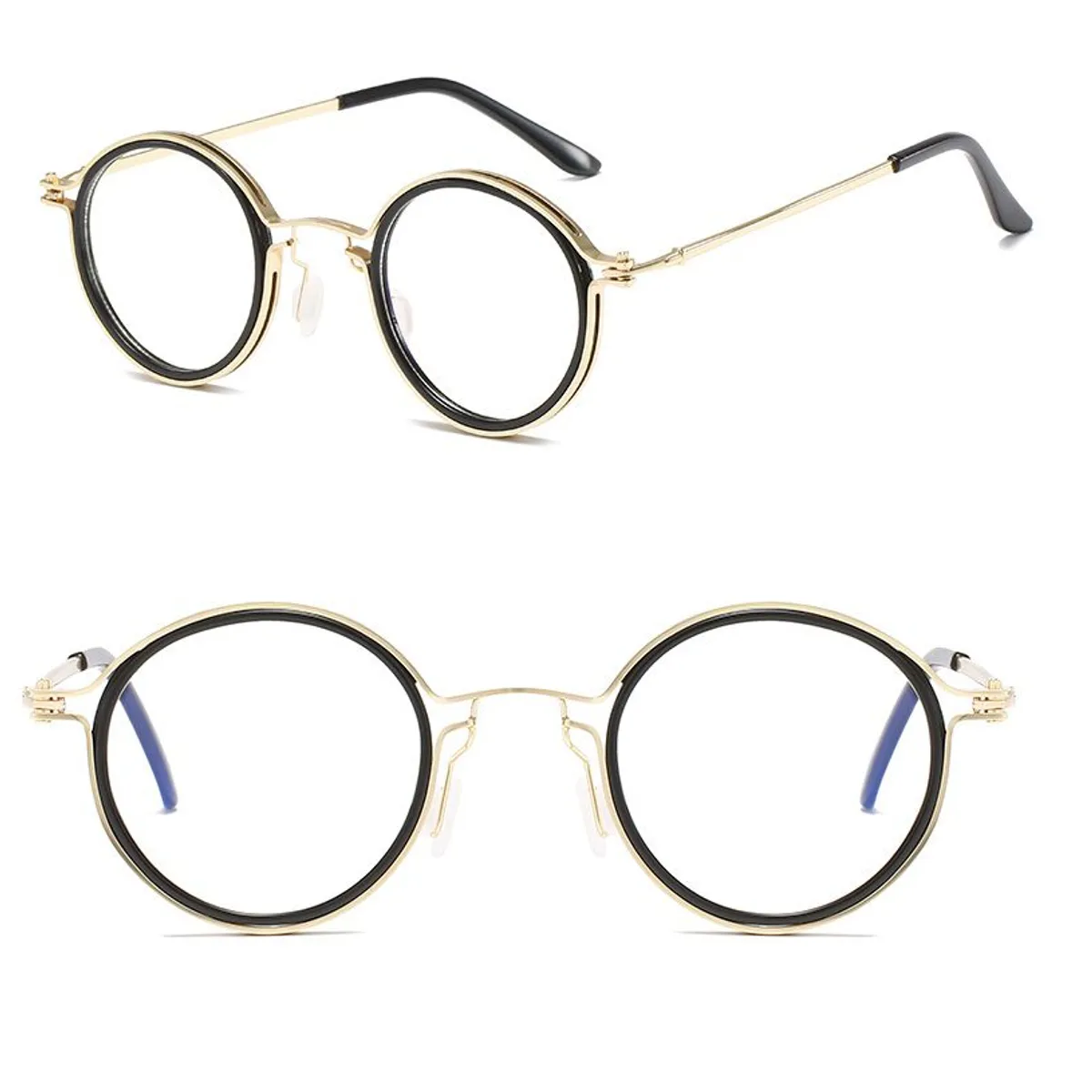 GENERICO - Montura Marco Gafas Redondas Óptica Protección De Luz Negrodorado