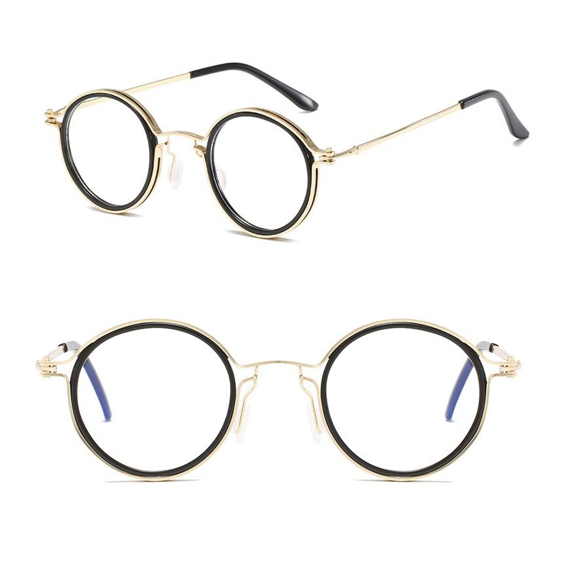 GENERICO - Montura Marco Gafas Redondas Óptica Protección De Luz Negrodorado