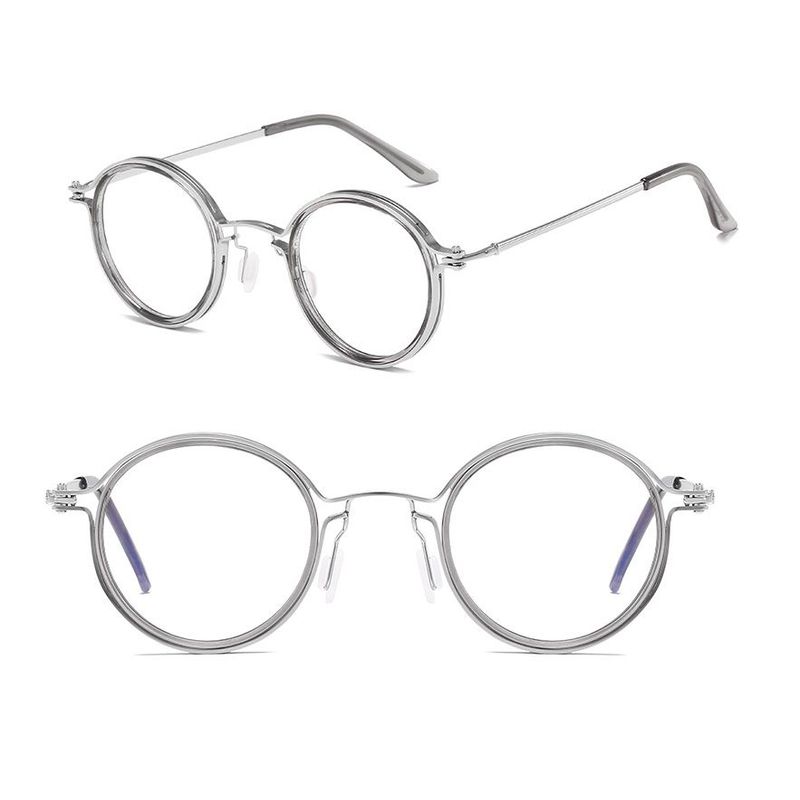 GENERICO - Montura Marco Gafas Redondas Óptica Protección De Luz Gris