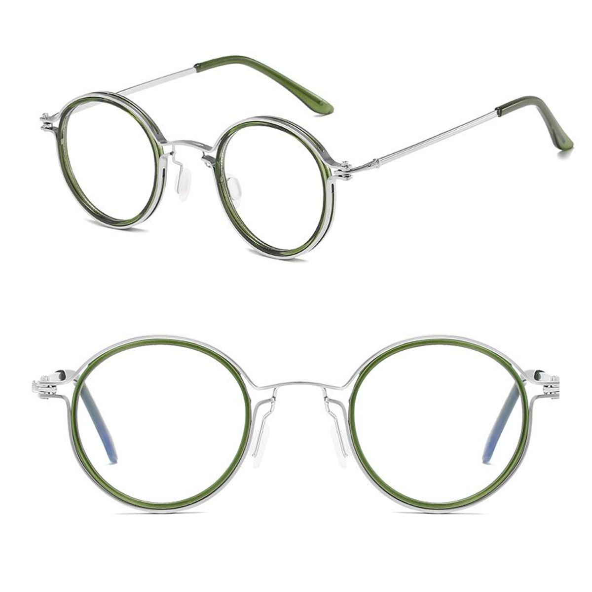 GENERICO - Montura Marco Gafas Redondas Óptica Protección De Luz Verde