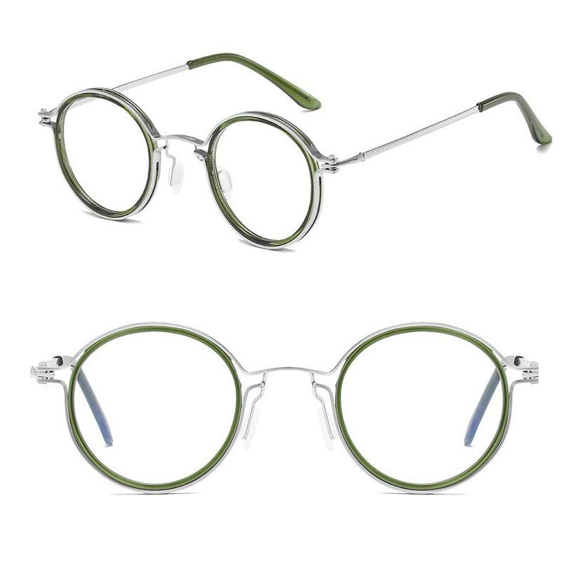 GENERICO - Montura Marco Gafas Redondas Óptica Protección De Luz Verde