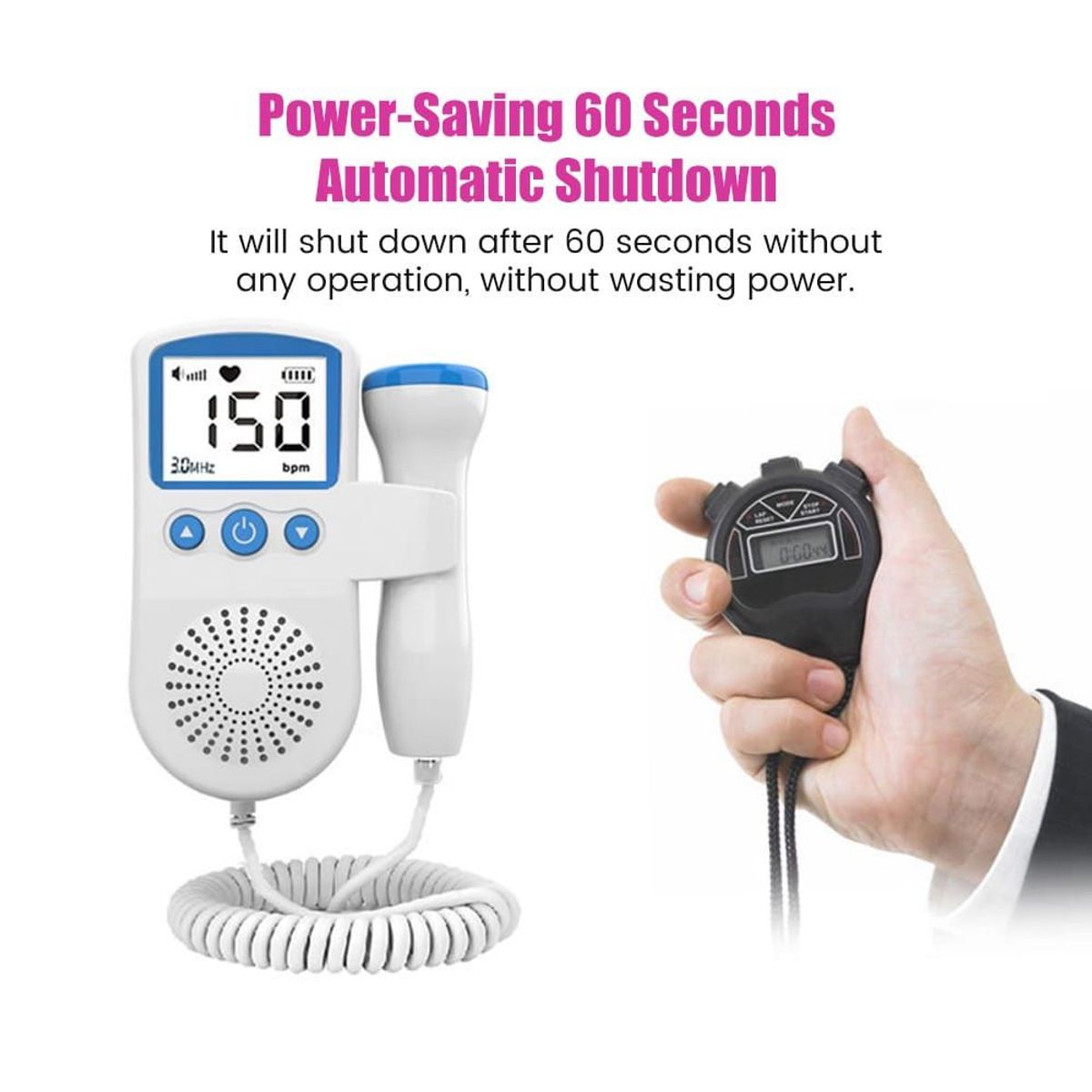 MILOPTS - Doppler Fetal Ultrasonido Monitor De Latidos Prenatal  Azul