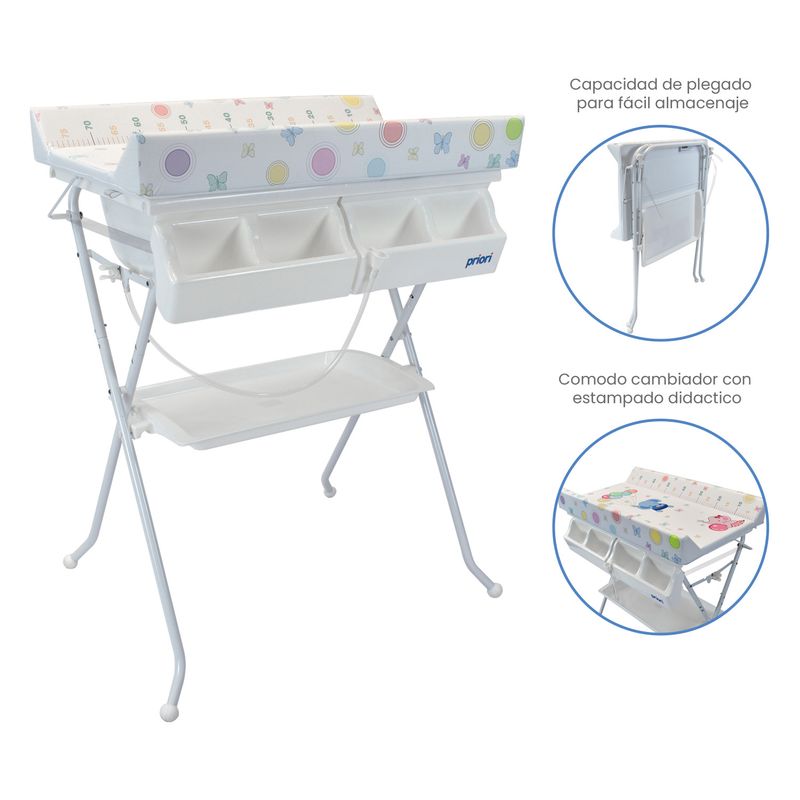 PRIORI - Bañera Bebe Portátil con Cambiador Priori Bali Elefantes