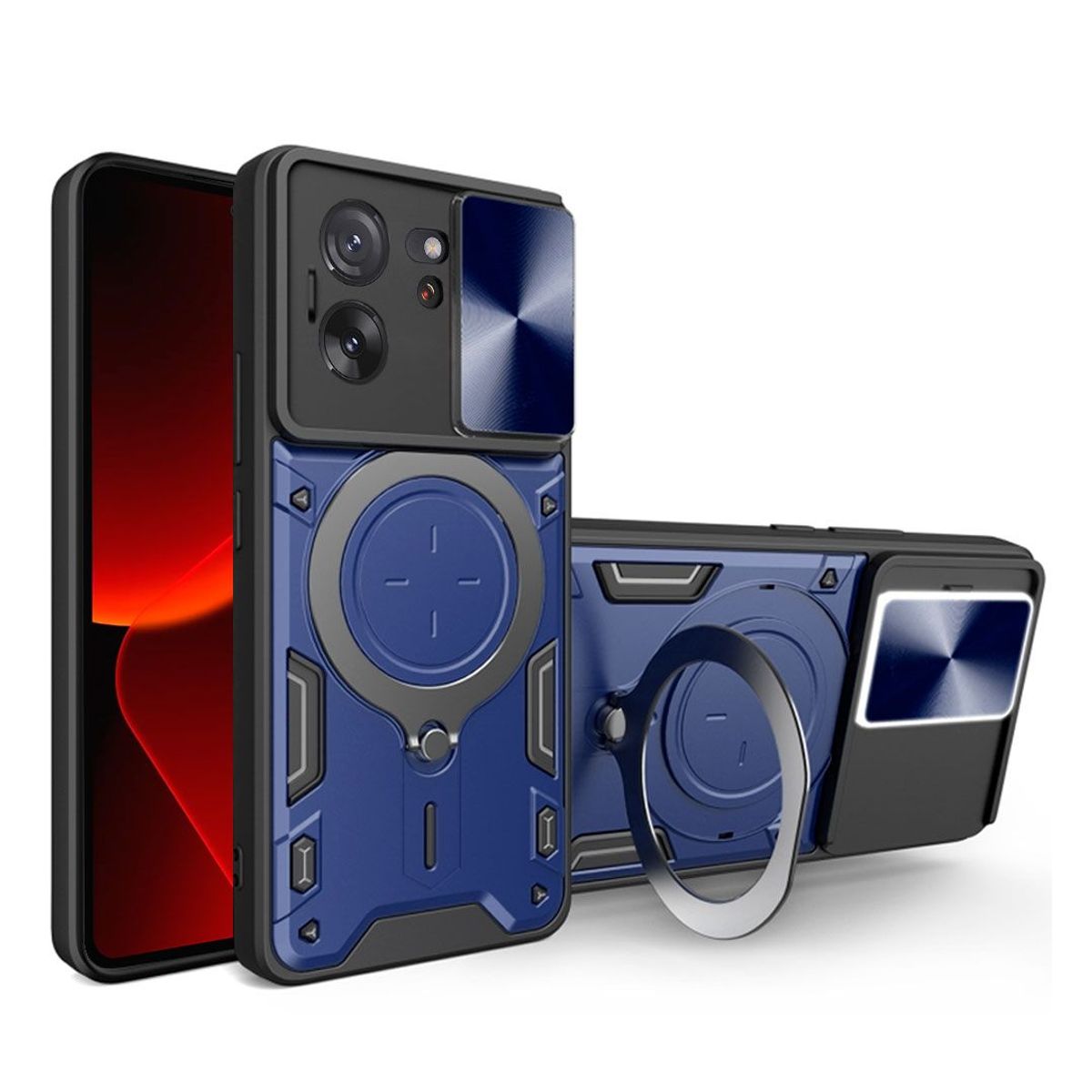GENERICO - Estuche Protección Cámara Con Soporte Compatible Xiaomi 13T Azul