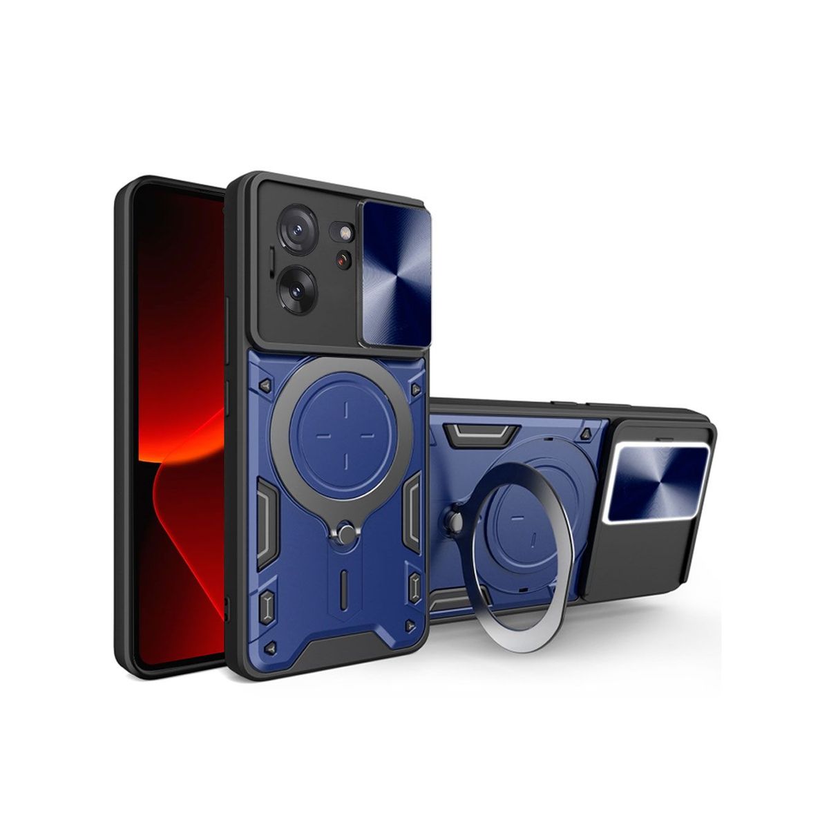 GENERICO - Estuche Protección Cámara Con Soporte Compatible Xiaomi 13T Azul