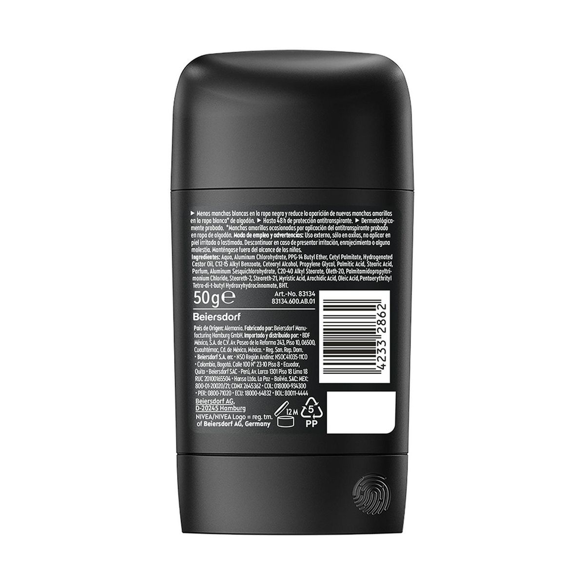 NIVEA - Desodorante Antimanchas Nivea Men Black & White Invisible Power en Barra 50 g