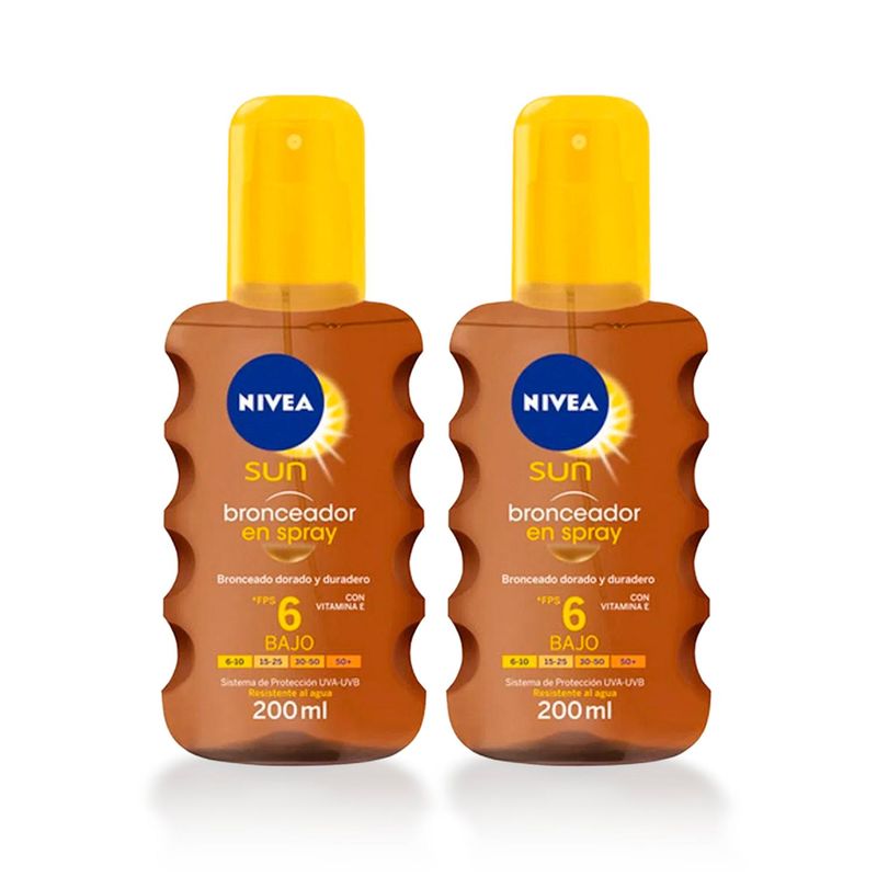 NIVEA - Nivea Aceite Bronceador En Spray Fps6, 200 mL X2