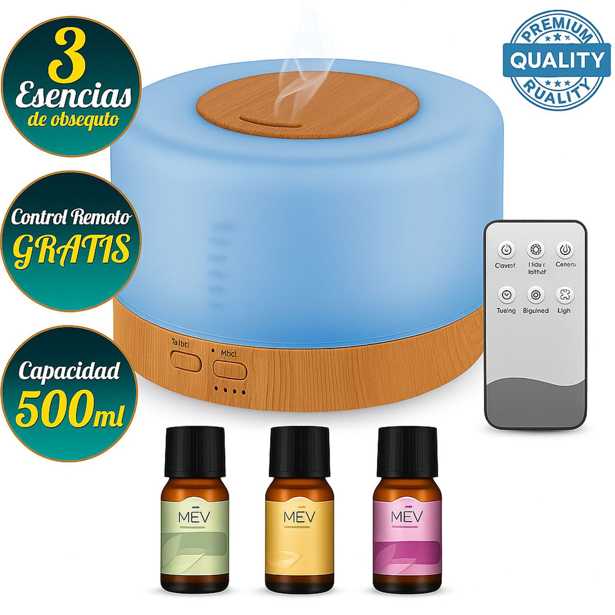 ONE PIXEL - Difusor Madera Claro Aromas Luz Led Control ONE PIXEL