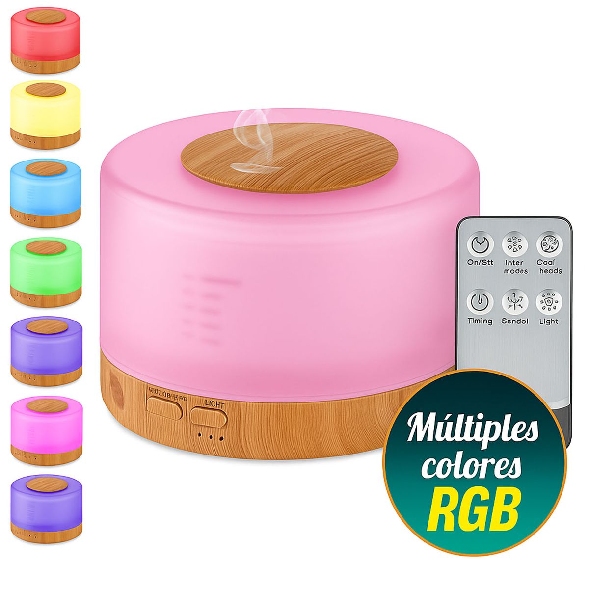 ONE PIXEL - Difusor Madera Claro Aromas Luz Led Control ONE PIXEL