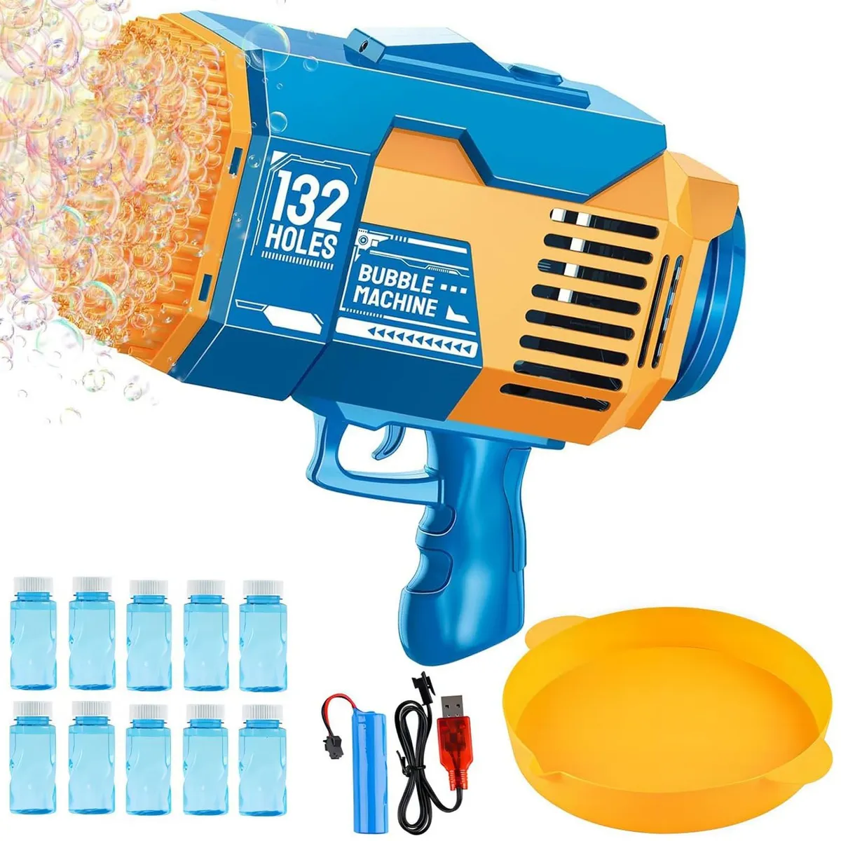 GENERICO - Pistola De Burbujas Con 132 Agujeros Luces Niños Divertida