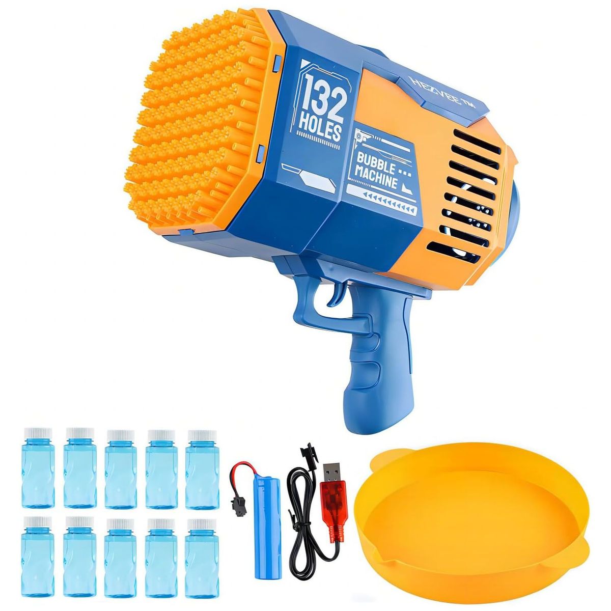 GENERICO - Pistola De Burbujas Con 132 Agujeros Luces Niños Divertida