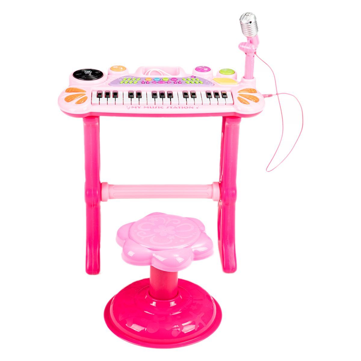 GENERICO - Karaoke Piano Teclado Microfono Silla Juguete Rosa Niña
