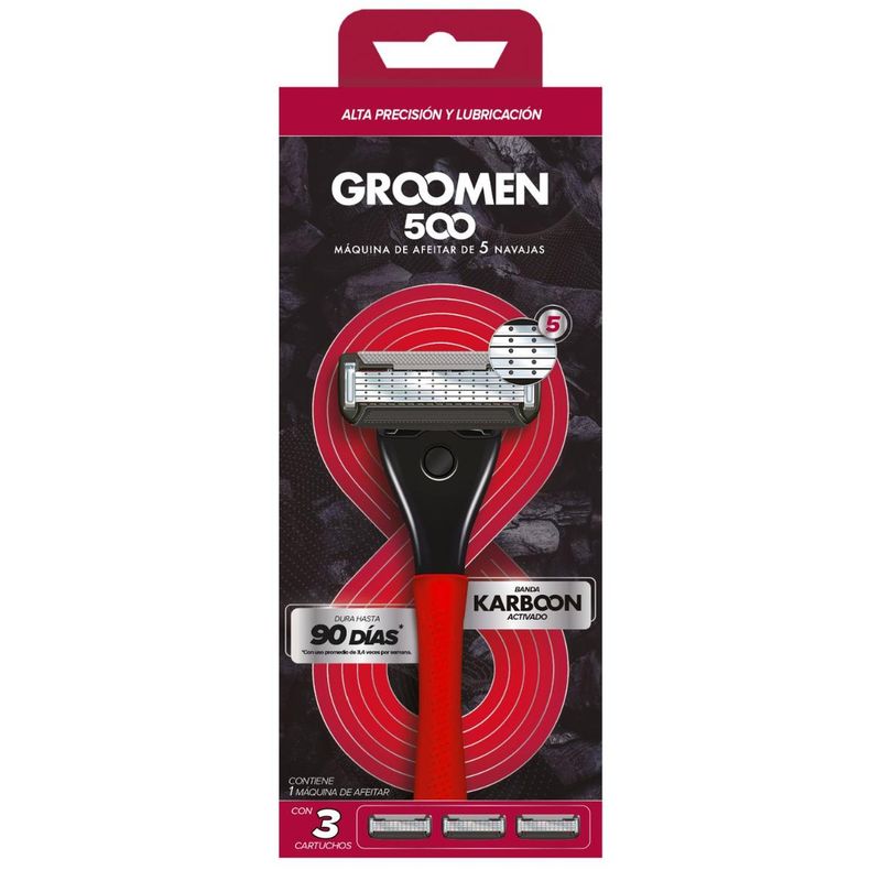 GROOMEN - Maquina De Afeitar Groomen 500 + 3 Repuestos