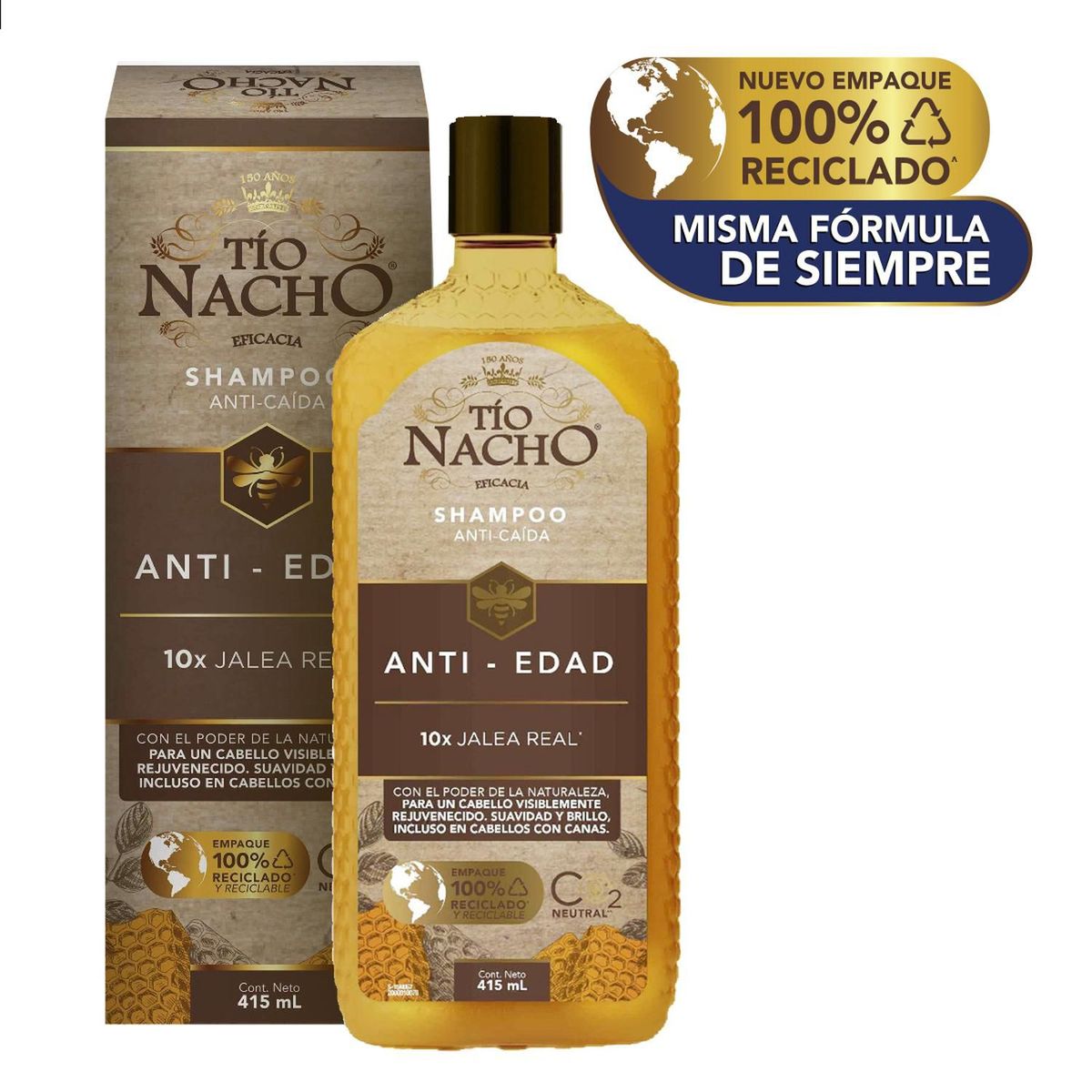 TIO NACHO - Tio Nacho Shampoo Capilar Antiedad Nutricion Brillo Jalea Real 415 ML