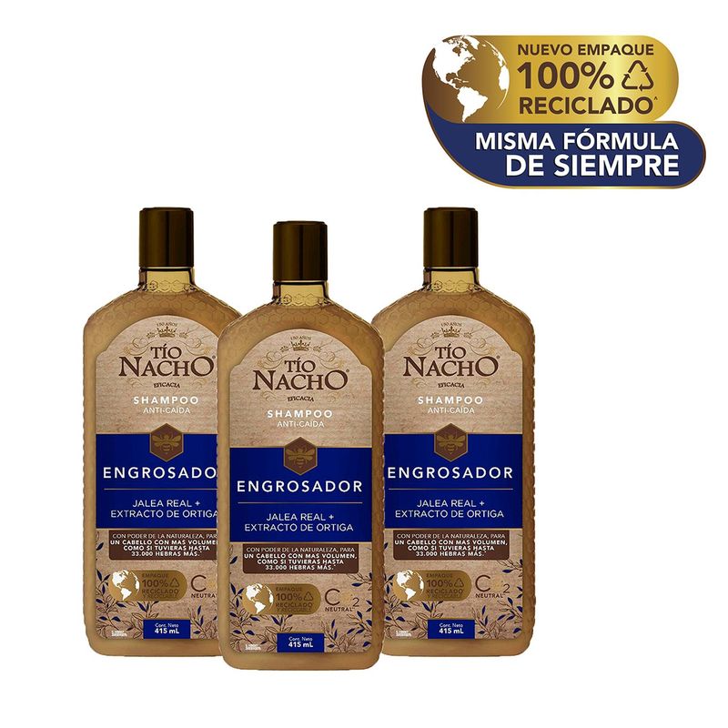 TIO NACHO - Tio Nacho Shampoo Capilar Engrosador 415 ML X3 Unidades